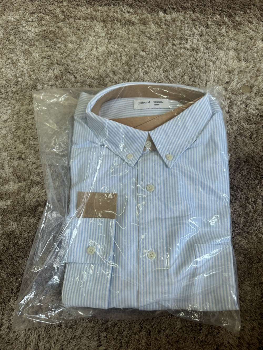 JJJJound light blue and white striped Oxford shirt